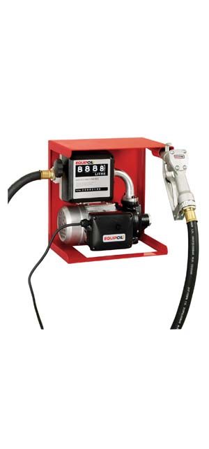 Wall mounted 220V fuel set with mechanic meter and manual nozzle, 80 l/min  - EquipOil